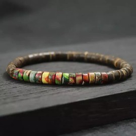 Imperial Jasper Wood 6mm Vintage Beads Healing Reiki Women's Men's Bracelet Gift