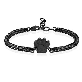 QGJNSGC Pet Paw Cremation Bracelet for Ashes Dog Cat Urn Memorial Jewellery Adjustable Bangle Keepsake Gift for Women Men, Stainless Steel