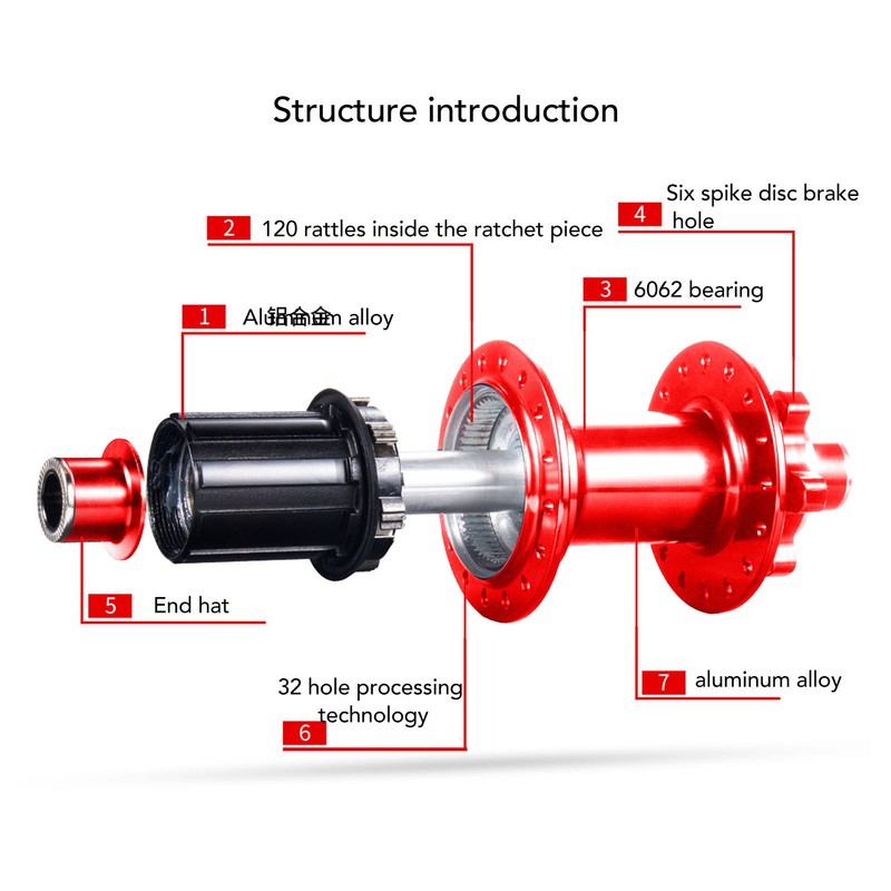 32 Hole Mountain Bike Hub 4 Bearing 12x148mm CNC Cutting