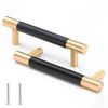 Linkaa Cabinet Handles Gold Drawer Pulls with Black Planting,Cabinet Pulls
