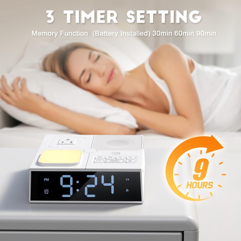 White Noise Sound Machine with Dual Alarm Clock - Soft