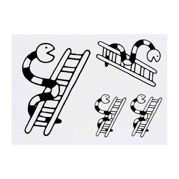 4 x 'Snakes & Ladders' Temporary Tattoos - Water Resistant,