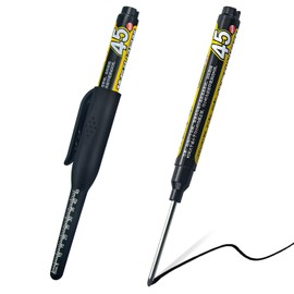 NORXUAZE 2pcs black Long Nib Deep Hole Marker Pen - 45mm Extra-Length Tip for Precise Marking, Refillable Construction Marker, Heavy-Duty Carpenter Pen for Woodworking & Plumbing
