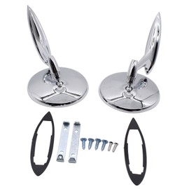 1 Pair Left Right Round Bowtie Outside Rearview Mirrors with Ribbed Base 654394765672 Fits for 1963-1964 Chevy Impala1963-1965 Chevy Corvair 1963-1964 Chevy II 1963-1964 Chevy Biscayne