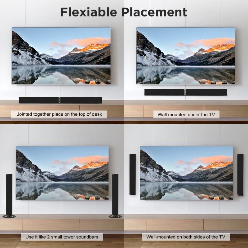 Sound Bar for Smart TV 80W Soundbar 2.0 Channel TV