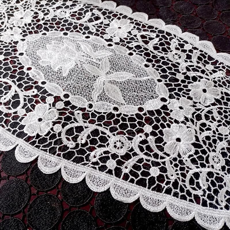 Set of 4 Lace Embroidered Table Runners, Hollow Lace Table