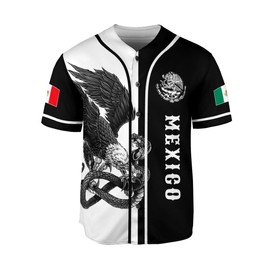 BOZENTIM Mexico Baseball Jersey Shirts, Jersey De Mexico Flag Jersey for Men Women, Mexican Eagle Unisex Shirt Sports Gifts (US, Alpha, Medium, Regular, Regular, MX3)