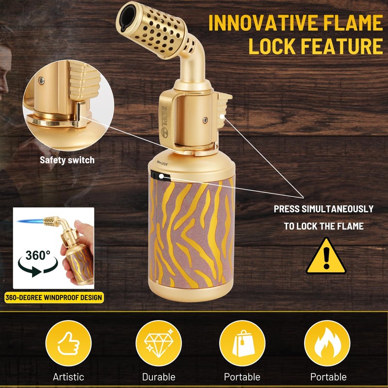 Blow Torch, Professional Kitchen Cooking Butane Torch with Safety Lock