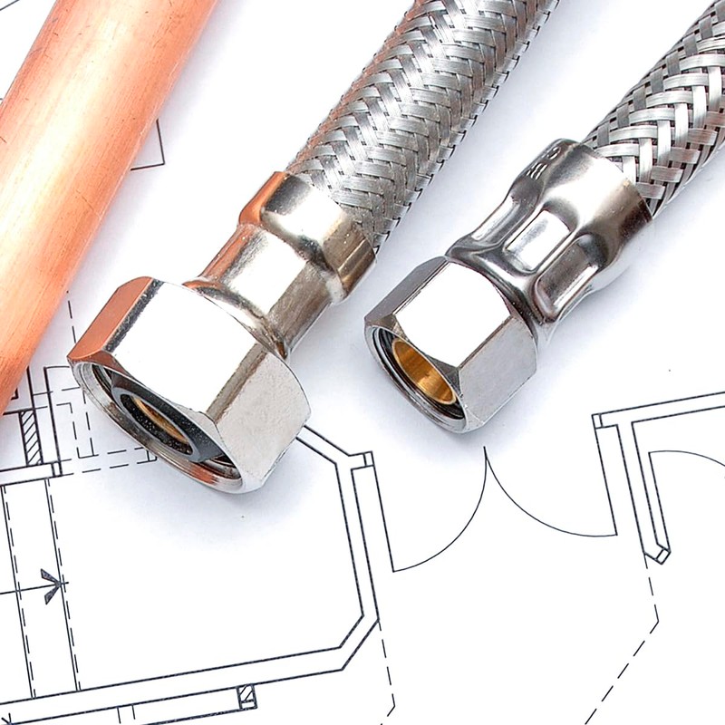 Everflow 27108-NL-2 Braided Faucet Connector 8" Long, 1/2" IPS Brass