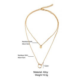 TseenYi Sequins Cicle Pendant Necklace Gold Layered Disc Necklace Choker Vintage Necklace Chain Jewelry for Women and Girls