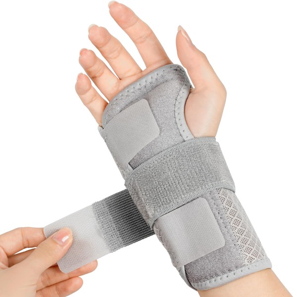 HOSSOM Wrist Support with 2 Metal Splints, Breathable Wrist Bandages for Men and Women, Wrist Support for Tendinitis, Arthritis, Sprain Recovery