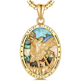 Grmdit St Michael Pendant for Men 925 Sterling Silver Saint Michael Necklace Archangel Michael Medal Jewelry Gifts for Men Women