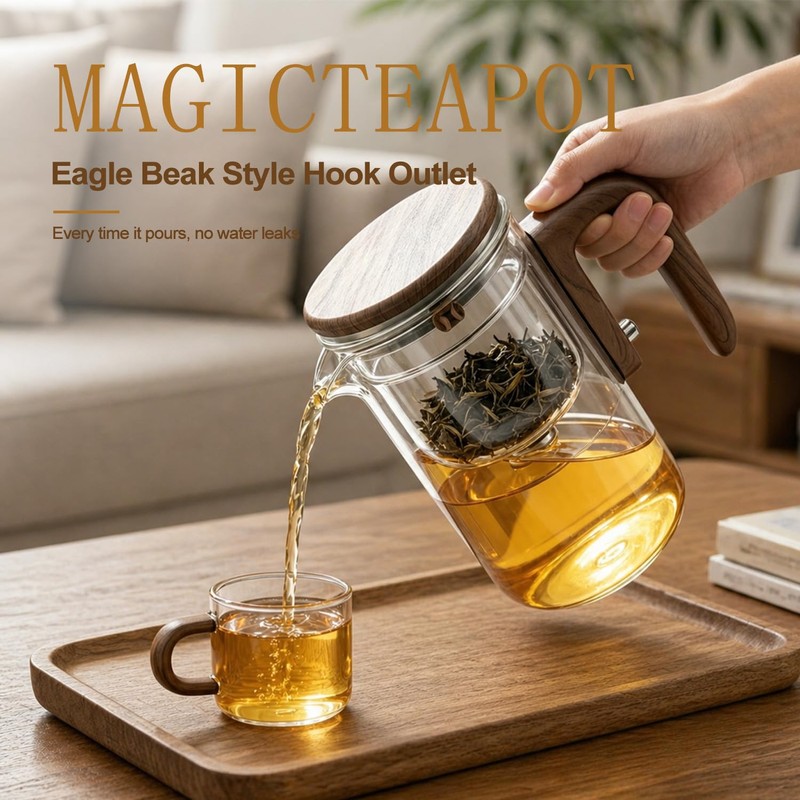 Magic Glass Teapot with Infuser, 24oz (700ml) Heat-Resist Boro Glass