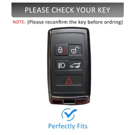 Qunzes Key Fob Cover with Heavy-duty Keychain for Rover Evoque Sport Vogue Velar Defender Discovery 5 (Black)
