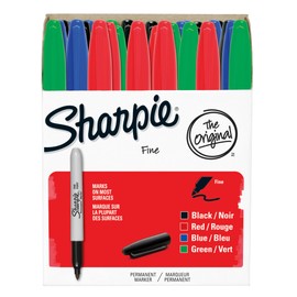Sharpie® Permanent Fine-Point Markers, Assorted Colors, Pack Of 36