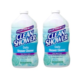 Clean Shower Daily Shower Cleaner Spray, Cleans Mildew Stains, Prevents Soap Scum, Hard Water & Other Stains, Fresh Clean Scent, 32 oz + 2 x 60 oz Refills