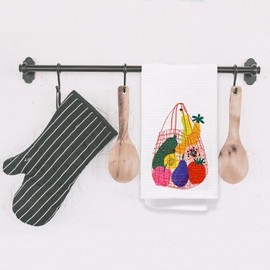 Yomisex Colorful Fruit Kitchen Towels, Fruits Lover Gifts Dish Tea Towels for Kitchen, Modern Fruit and Vegetable Basket Decorative Hand Towels, 16x24 Inch