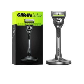 Gillette NEW Gillette Labs Men's Razor w/ Exfoliating Bar w/ Stand 3 Cartridges & Case!