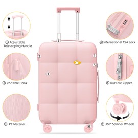 MGOB 28 Inch Large Luggage with Dual 360° Spinner Wheels - Checked Suitcase - TSA Lock, Airline-Approved - Lightweight Durable Polycarbonate (Pink)
