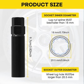 TA20-17/19 10 Spline Lug Nut Key Replacement, Lug Nut Remover Tool w/ 17MM & 19MM Hex Drive, 10 Spline Lug Nuts Tool Key, Compatible with 10 Point Splines Lug Nuts & Bolts