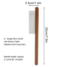 Nuvollo Pet Comb for Grooming Logh Haired - Dog and Cat Flea Comb - Removes and Prevents Matted Fur Brush - Stainless Steel Teeth Grooming Comb for Pet Cleaning Styling Hair