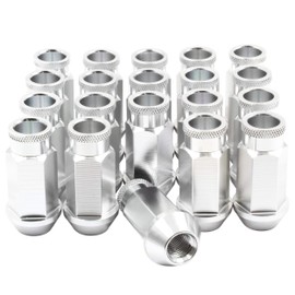 Wheel Accessories Parts Set of 20 Silver M12x1.25 Aluminum Open-End Bulge Acorn Cone Seat 3/4" Hex Lug Nut Kit