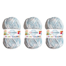 Troyarn Velvet Colors (3- Skeins Pack ) Chenille Blanket Amigurumi Yarn for Crocheting and Knitting Super Bulky 3x100 gr (3x131 yds) (10225)