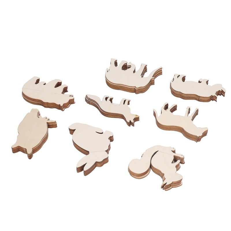 48PCS Animal Wooden Slice DIY Wood Ornaments Blank Decoration Shaped