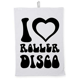 Hippowarehouse I love roller disco Tea Towel Eco Printed Dish Cloth Kitchen accessory 50cmx70cm 100% Cotton