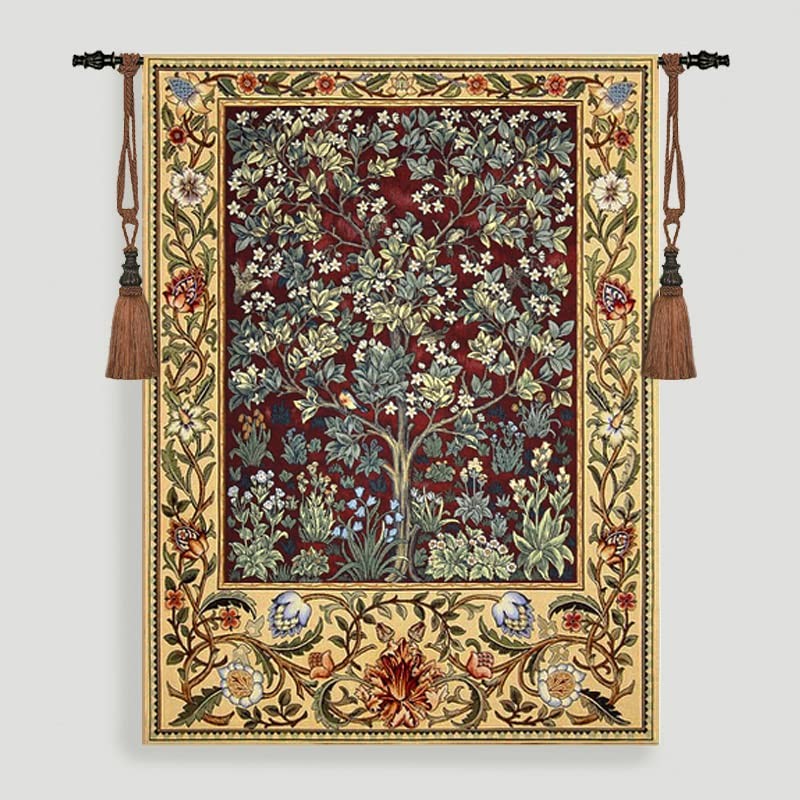Aubelin Tapestry Large Ruby William Morris Tree of Life Fine