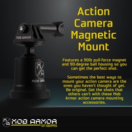 Mob Armor Action Camera Pivot Magnetic Mount - GoPro Magnetic Mount, Magnetic Camera Holder, Content Creator Essentials, Supports 90 Pounds Pull-Force Magnet, 90 Degree Ball Housing (5 x 5 x 5 Inches)