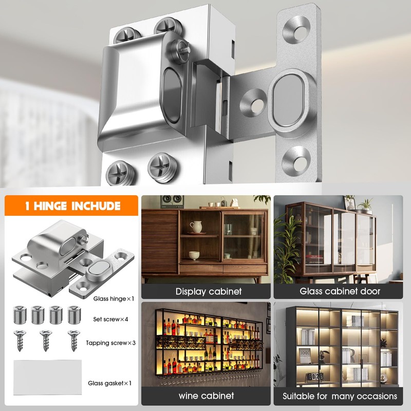 Mdkave Glass Door Hinges,Soft Close Hinges for Glass Cabinet Doors,304