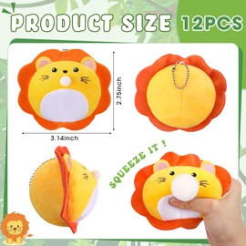 WinnerWhy 12 Pcs Mini Stuffed Plush Stress Balls 3.15 Inch Sensory Squeeze Toys Keychains for Kid Adults Anxiety Relief Fidget Cute Animal Ornaments for Christmas Tree Birthday Gifts Decor(Animal)