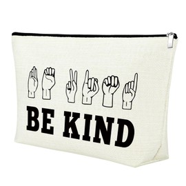 ASL Gift Makeup Bag American Sign Language Gift ASL Teacher Thank You Gift Cosmetic Bag ASL Interpreter Deaf Gift for Teacher ASL Graduation Gift Hand Gestures Interpreter Gift for Deaf Birthday