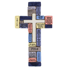 Inspirational Resin Wall Cross | Encouraging Words for Teenage Boys | Great Gift for 8th Grade Graduation, Confirmation, New School Year | Christian Home Decor
