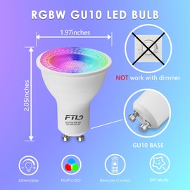 FTL GU10 LED Color Changing Light Bulb with Remote Control, RGB Dimmable Colored Light Bulbs 5W 40W Equivalent, 2700K-6000K, 30 Colors, Timer, Spotlight Bulb for Track Recessed Lighting, 10-Pack