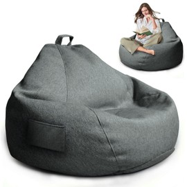 MeYuxg Bean bag for children and adults, cover only (no filling), 100 x 120 cm bean bag cover, sofa throw for bean bags with zip for outdoor living room decor (dark grey)