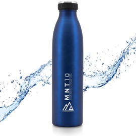 MNT10 Stainless Steel Drinking Bottle – 500 ml, 750 ml, 1000 ml – Insulated Thermos Bottle, Suitable for Carbonated Drinks, Leak-Proof Insulated Bottle for Sports, Hiking, School, Uni, Fitness, Outdoors, blue, 500 ml