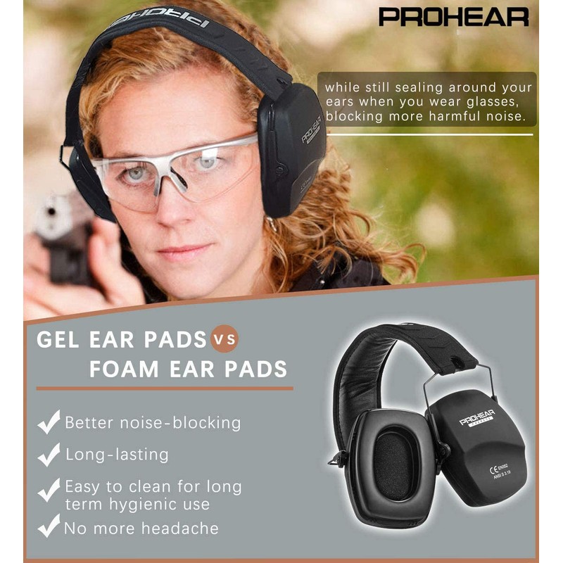 PROHEAR 016-Gel Shooting Ear Protection Safety Muffs with Gel Ear
