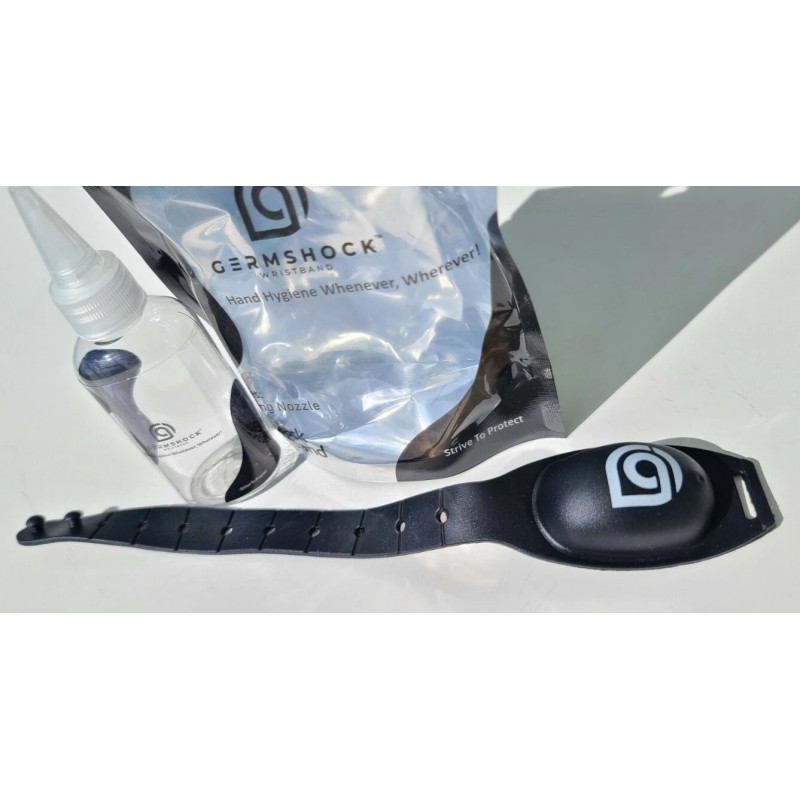 GermShock Hand Sanitizer Wristband Handwash Dispenser Adjustable Portable Bracelet Pump