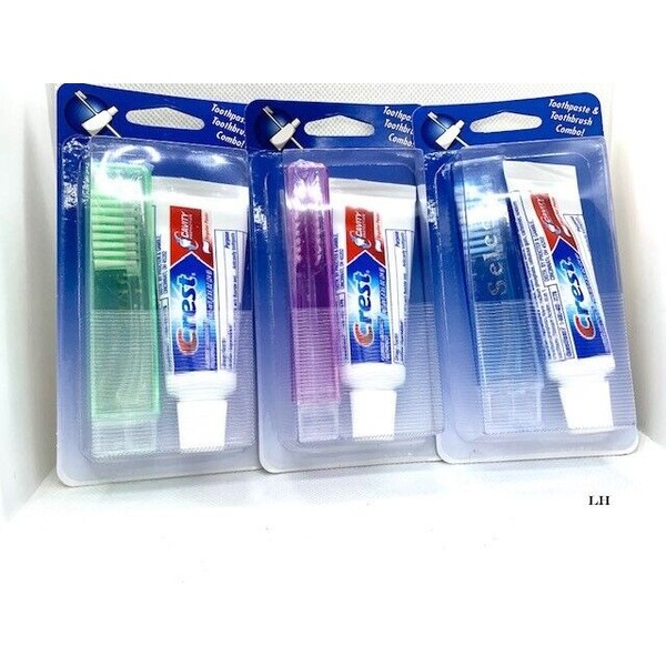 Toothpaste Crest & Toothbrush Set ( 3 Pack Travel size )