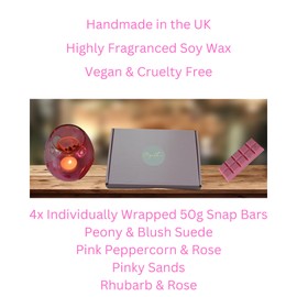 Powerful Pinks Highly Scented Soy Wax Melts Gift Box - Mixed Fragrances - Signature Scents - Vegan - 50g Snap Bars