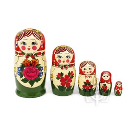 G. M. Semyonov Made Russian Nesting Dolls 5 Pair/16 cm Traditional Pattern Rugs, Orange [Russia]
