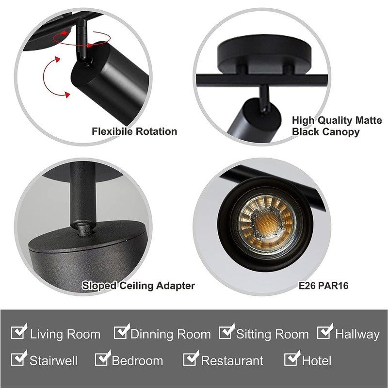 KCO Lighting 5 Light LED Track Lighting Adjustable 5 Way