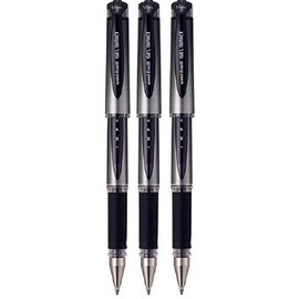 Uni Ball Black Capped (UM-153S) Gel Impact Rollerball Pen Ball Point Pens Broad 1mm Nib Tip 0.6mm Line Width Ink (Pack of 3)
