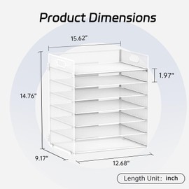 ReePlan 7 Tier Paper Organizer, Mesh Desktop File Holder with Handles for Office School Desk (White)