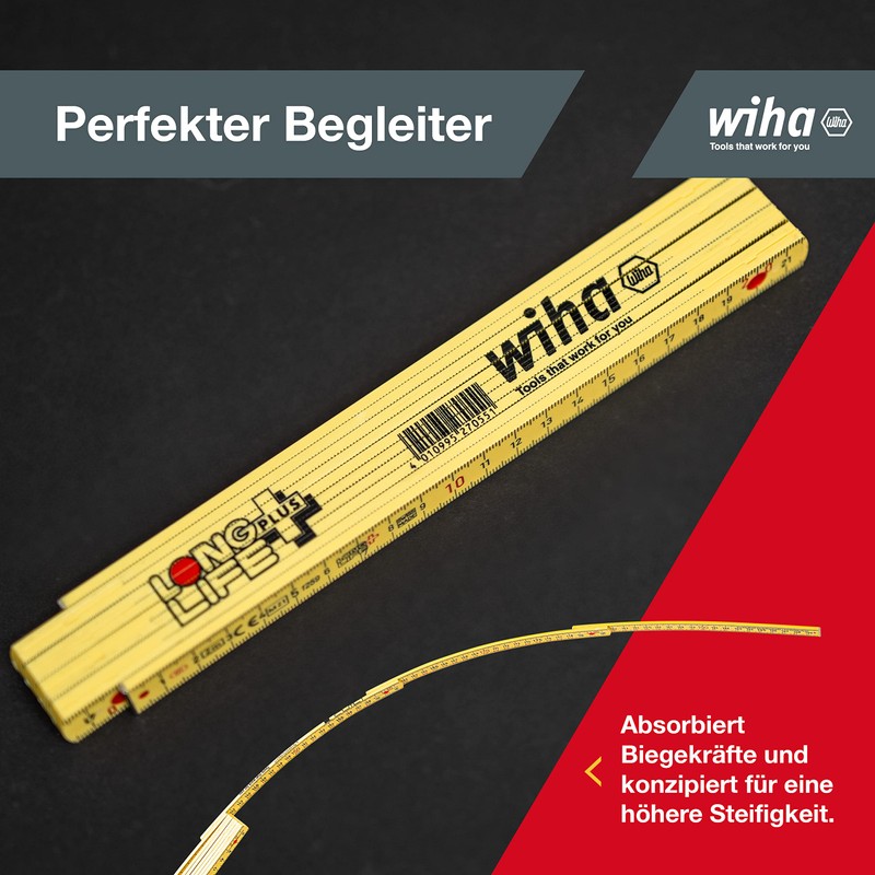 WIHA 27055 Longlife Plus Folding Measuring Stick, Metric, 10 Sticks