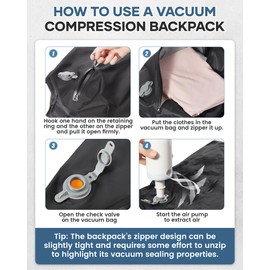 Vacuum Travel Backpack with Pump for Women,Personal Item Carry on Backpacks Flight Approved 18x14x8 inches for Men,Laptop Waterproof Work Compression bags Casual Daypack. Blue