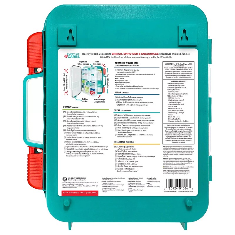 ANSI Be Smart Get Prepared First Aid Kit OSHA/ANSI Compliant,