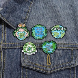 Save The Earth Environment Enamel Pins Mother Earth Day Save The Earth Enamel Pins Green Vibes Only Brooches Lapel Badges Plant Pin Brooch for Backpacks Badges Hats Bags